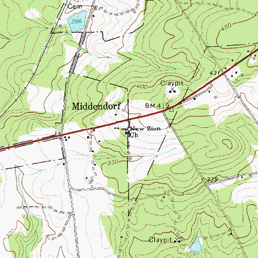 Topographic Map of New Zion Baptist Church, SC