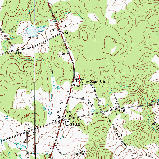 Topographic Map of New Zion Church, SC