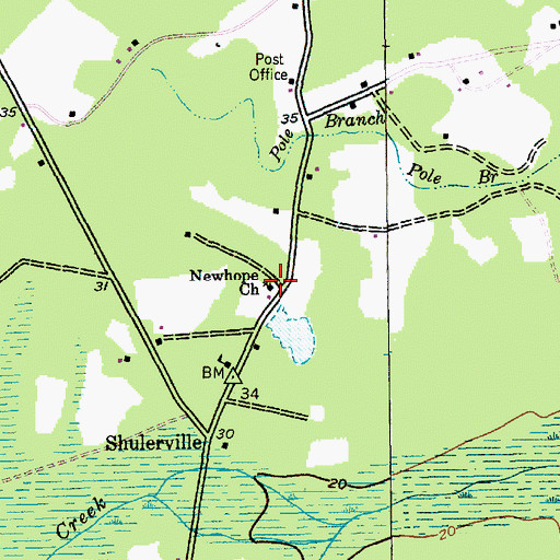 Topographic Map of Newhope Church, SC