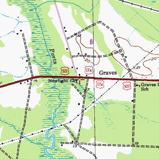 Topographic Map of Newlight Church, SC