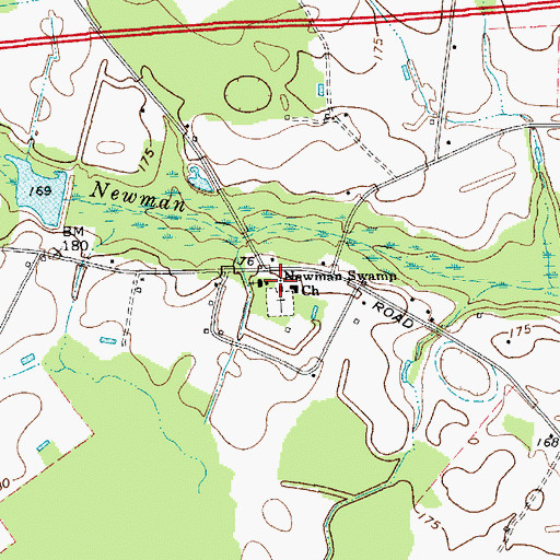 Topographic Map of Newman Swamp Church, SC