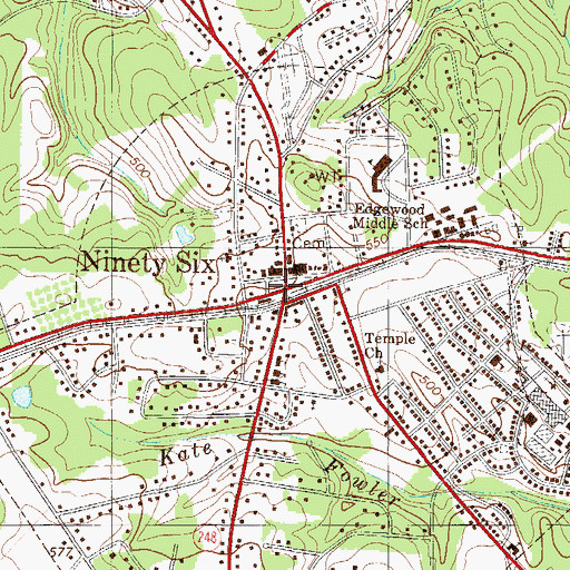 Topographic Map of Ninety Six, SC