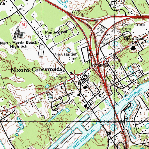 Topographic Map of Nixons Crossroads, SC