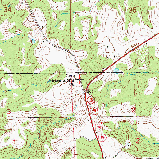 Topographic Map of Pleasant Hill Church, AL