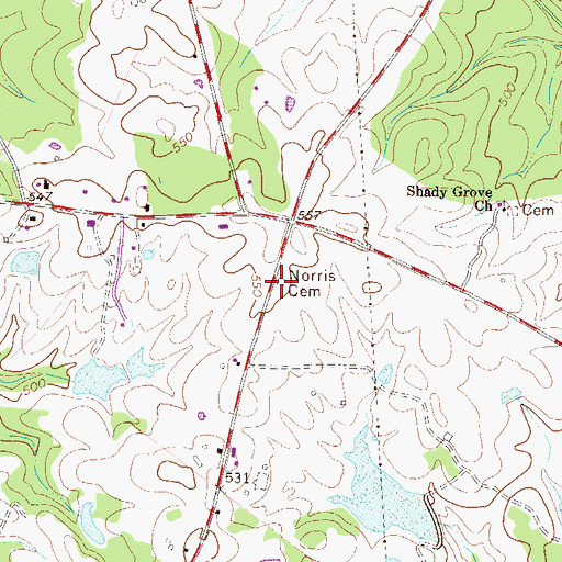 Topographic Map of Norris Cemetery, SC