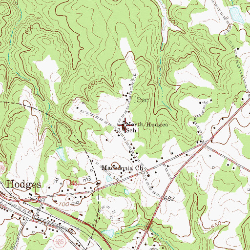 Topographic Map of North Hodges School, SC