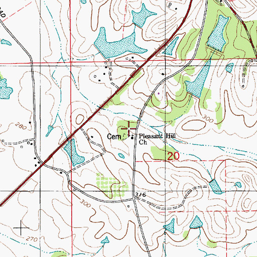 Topographic Map of Pleasant Hill Church, AL