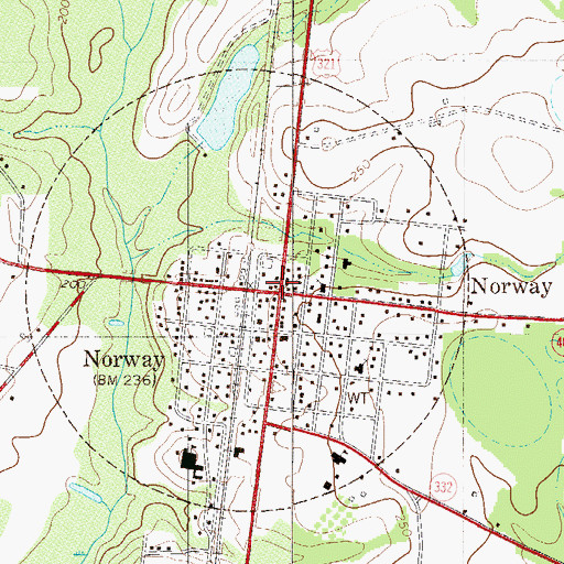 Topographic Map of Norway, SC