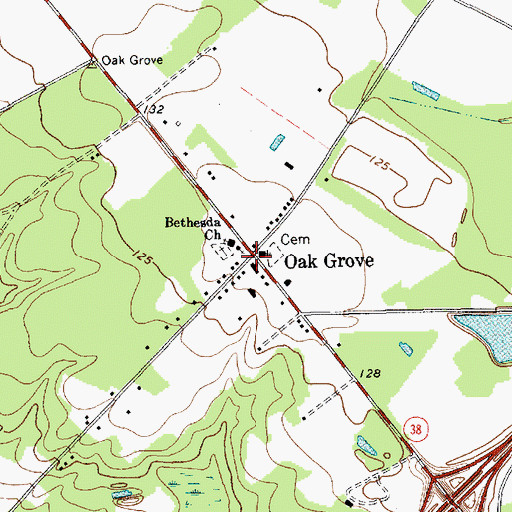 Topographic Map of Oak Grove, SC