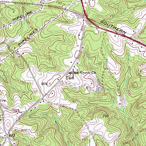 Topographic Map of Oak Grove Independent Baptist Church, SC