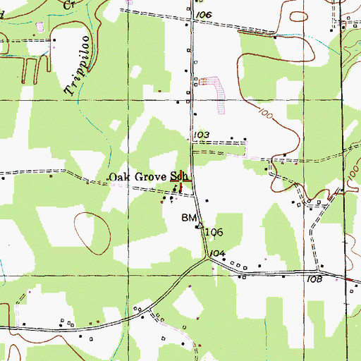 Topographic Map of Oak Grove School, SC