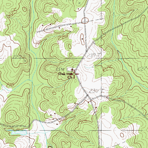 Topographic Map of Oak Hill Church, SC