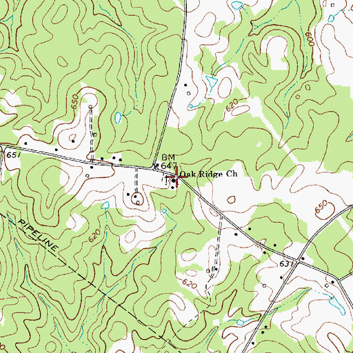 Topographic Map of Oak Ridge Church, SC