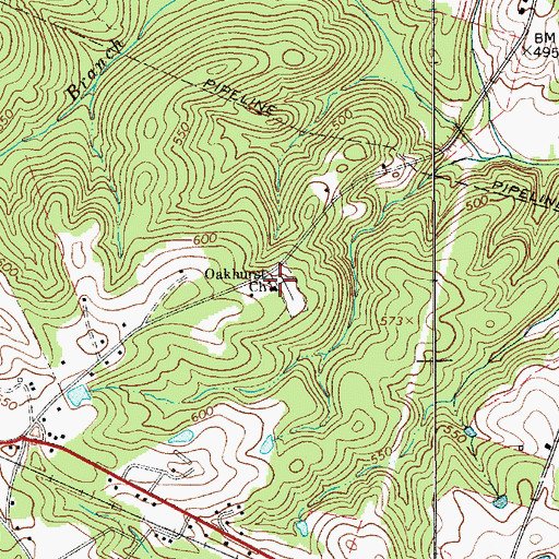 Topographic Map of Oakhurst Church, SC
