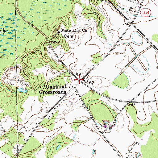 Topographic Map of Oakland Crossroads, SC