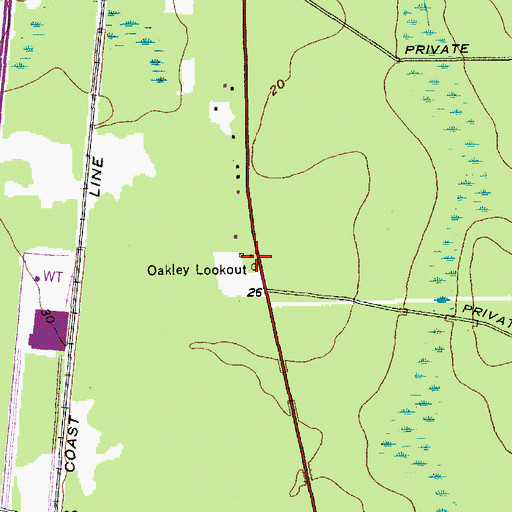 Topographic Map of Oakley Lookout, SC