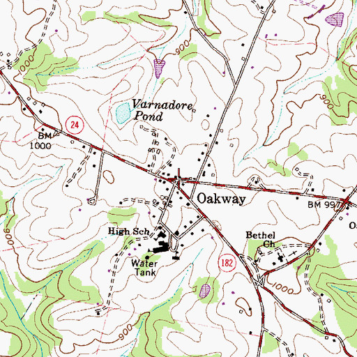 Topographic Map of Oakway, SC