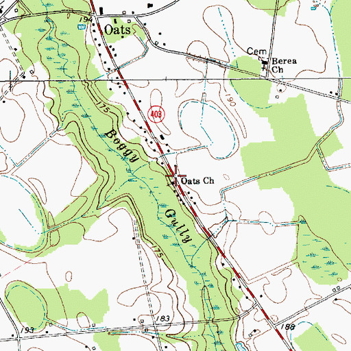 Topographic Map of Oats Church, SC