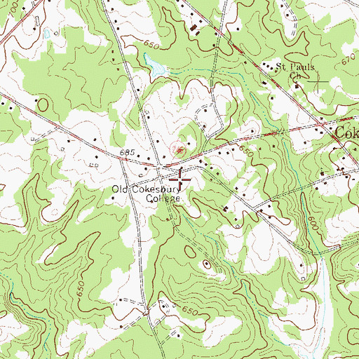 Topographic Map of Old Cokesbury College, SC