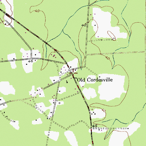 Topographic Map of Old Cordesville, SC