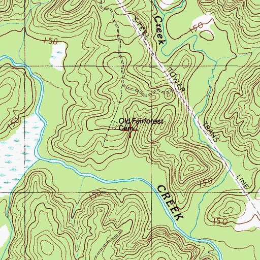 Topographic Map of Old Fairforest Cemetery, SC