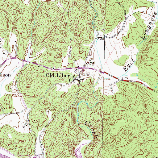 Topographic Map of Old Liberty Baptist Church, SC