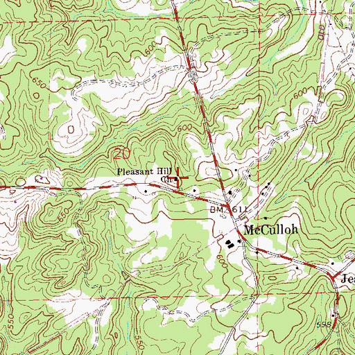 Topographic Map of Pleasant Hill Church, AL