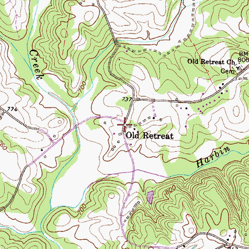Topographic Map of Old Retreat, SC