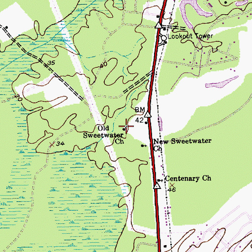 Topographic Map of Old Sweetwater Church, SC