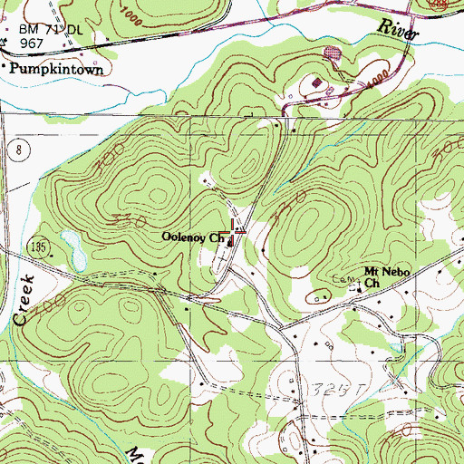 Topographic Map of Oolenoy Baptist Church, SC