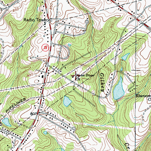 Topographic Map of Open Door Baptist Church, SC
