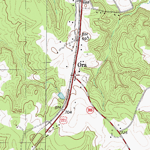 Topographic Map of Ora, SC