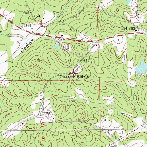 Topographic Map of Pleasant Hill Church, AL