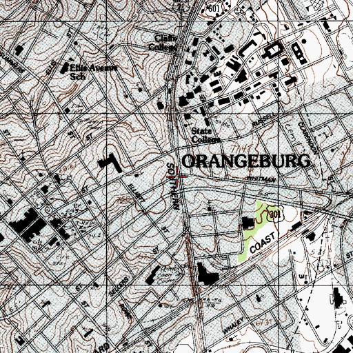 Topographic Map of Orangeburg, SC