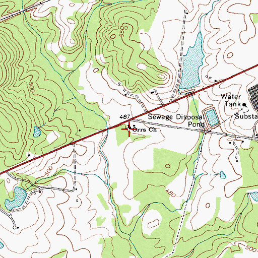 Topographic Map of Orrs Baptist Church, SC