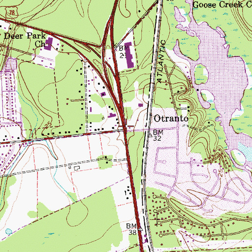 Topographic Map of Otranto, SC