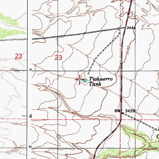 Topographic Map of Tiohuerro Tank, AZ