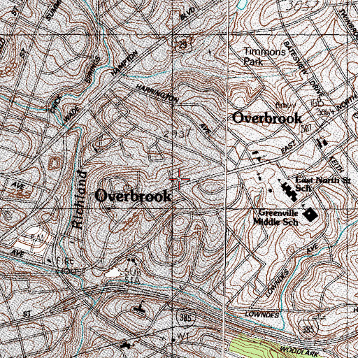 Topographic Map of Overbrook, SC