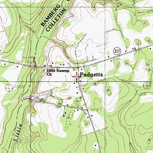 Topographic Map of Padgetts, SC