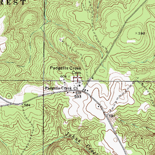 Topographic Map of Padgetts Creek Cemetery, SC