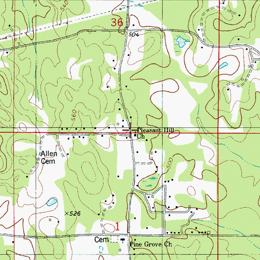 Topographic Map of Pleasant Hill Church, AL