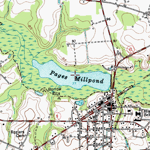 Topographic Map of Pages Millpond, SC