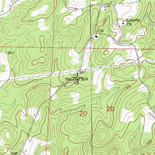 Topographic Map of Pleasant Hill Church, AL