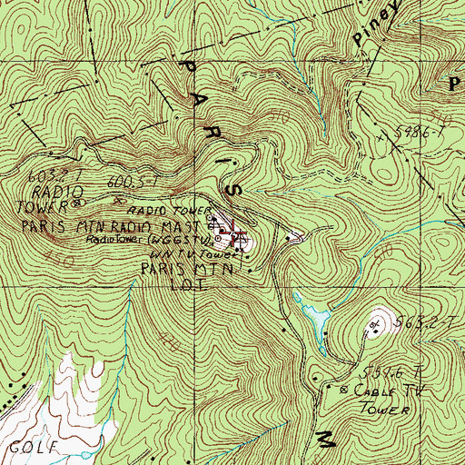 Topographic Map of Paris Mountain, SC