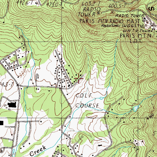 Topographic Map of Paris Mountain Country Club, SC