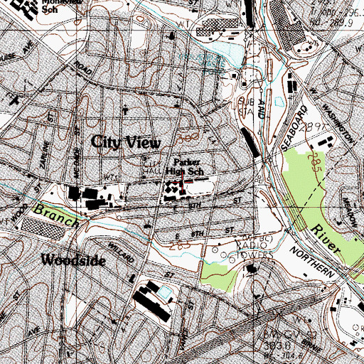 Topographic Map of Parker High School, SC