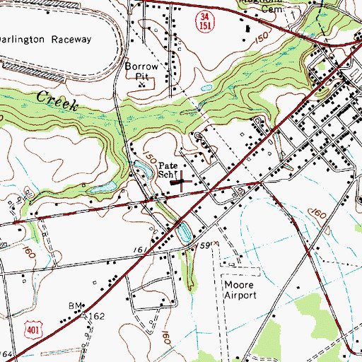 Topographic Map of Pate School, SC
