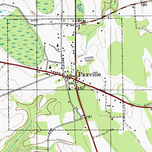 Topographic Map of Paxville, SC