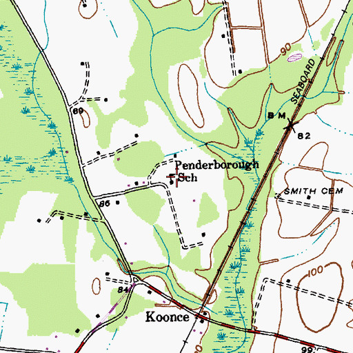 Topographic Map of Penderborough School, SC