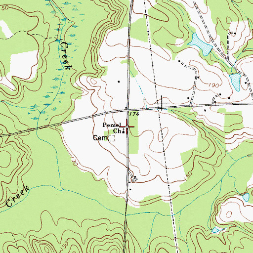 Topographic Map of Peniel Church, SC